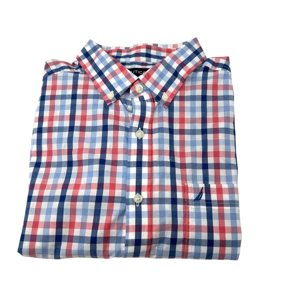 Nautica Mens Classic Fit Plaid Button-Down Long‎ Sleeve Shirt - Size XL - Picture 1 of 6